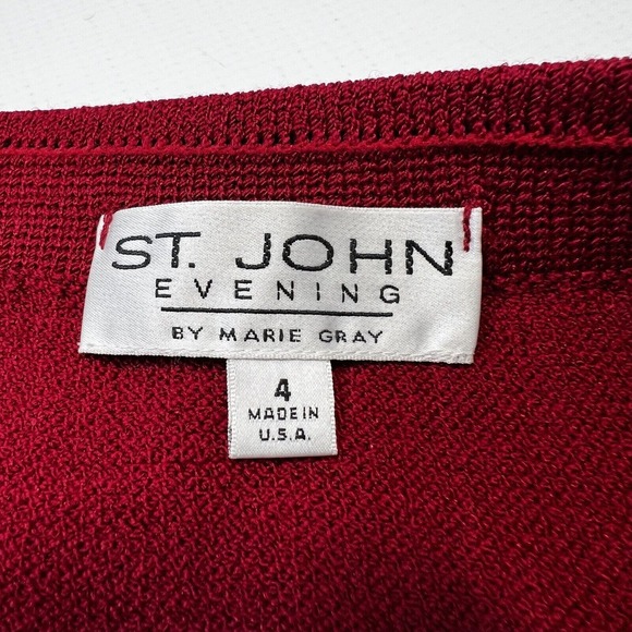 St. John Eve Collection Womens Red Skirt Ruffled Bottom Sz US 4 Santana Knit - Picture 9 of 10